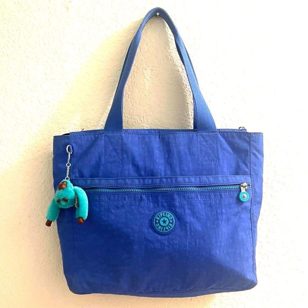 Kipling Sailer Blue Large Tote Bag, Double Handle Handbag, Rare Vtg Color, 16x11